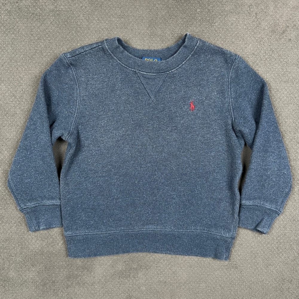 Polo Ralph Lauren Sweatshirt Kids 4 4T Navy Blue Heathered Crewneck Pony Logo